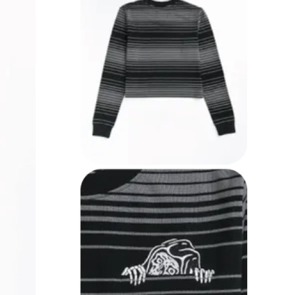 Lurking class striped black and white crop longsleeve - Picture 2 of 2